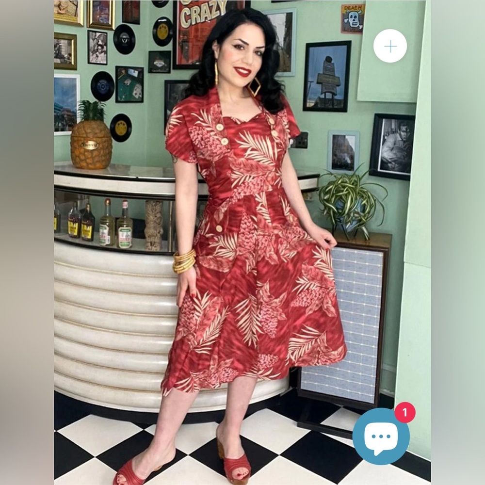 Rock n Romance -Red Tiki Dress with removable bolero w/pockets